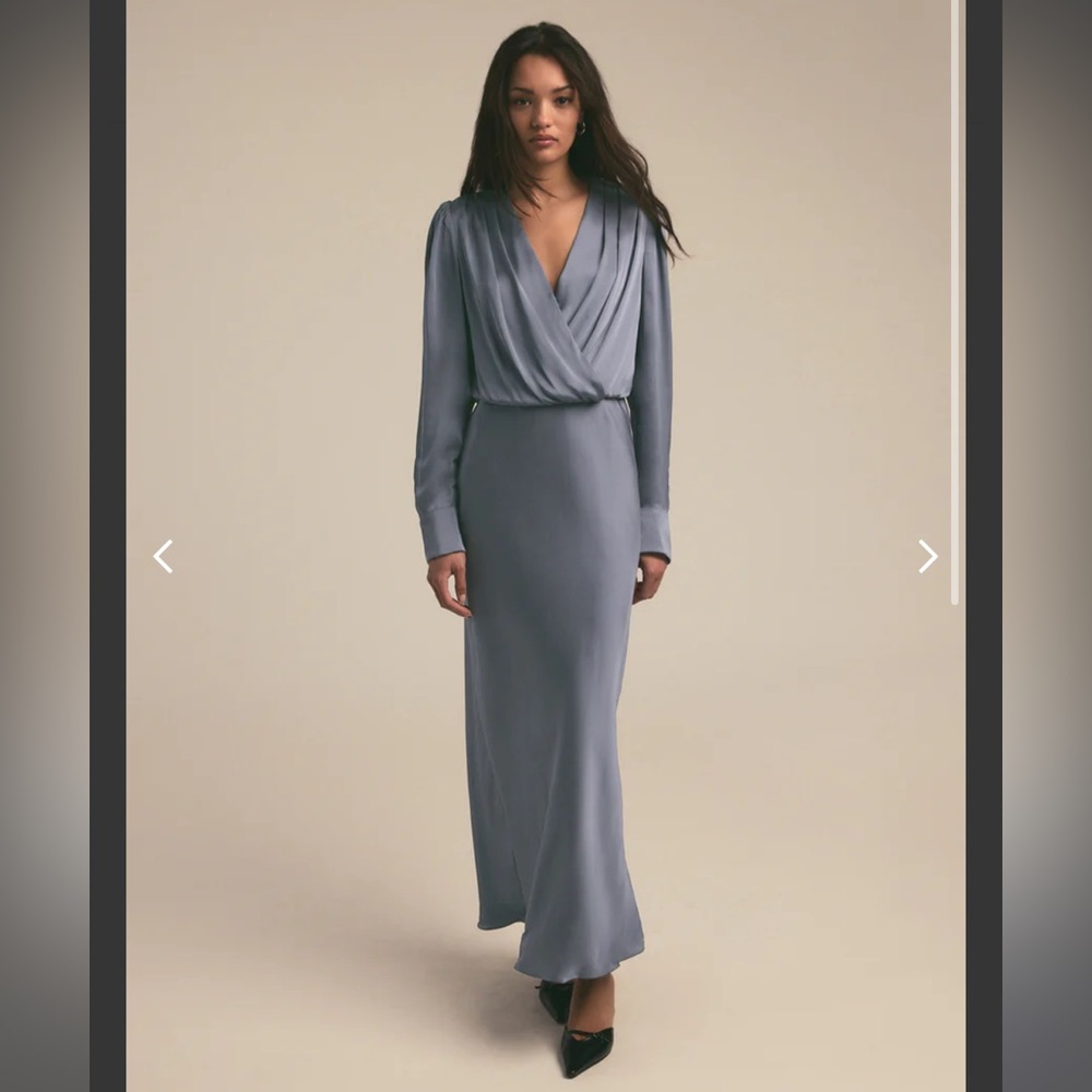 NWT Nita Dress Favorite Daughter Elegant Gray Blue Long Sleeve Dress